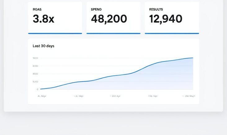 OneNorth performance dashboard showing 3.8x ROAS and a rising 30-day trend